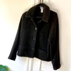 Eileen Fisher Wool Boucle Olive Green Coat
